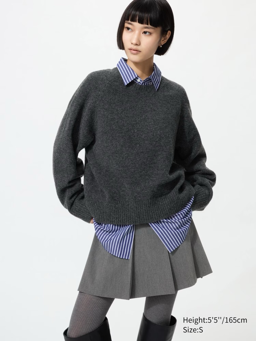 Uniqlo Souffle Yarn Sweater Grey M NWT
